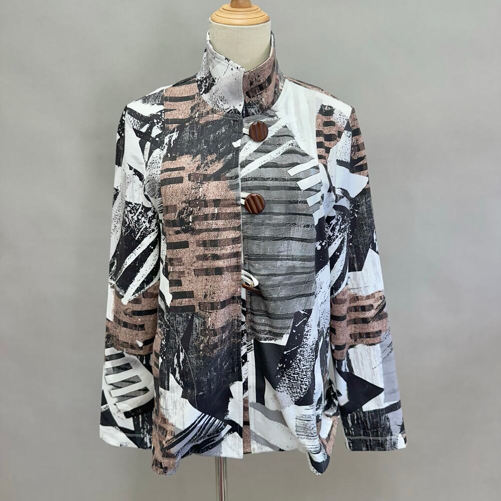 Simply Art By Dolcezza Jacket Art To Wear Button Up Abstract Size‎ Small Boxy
